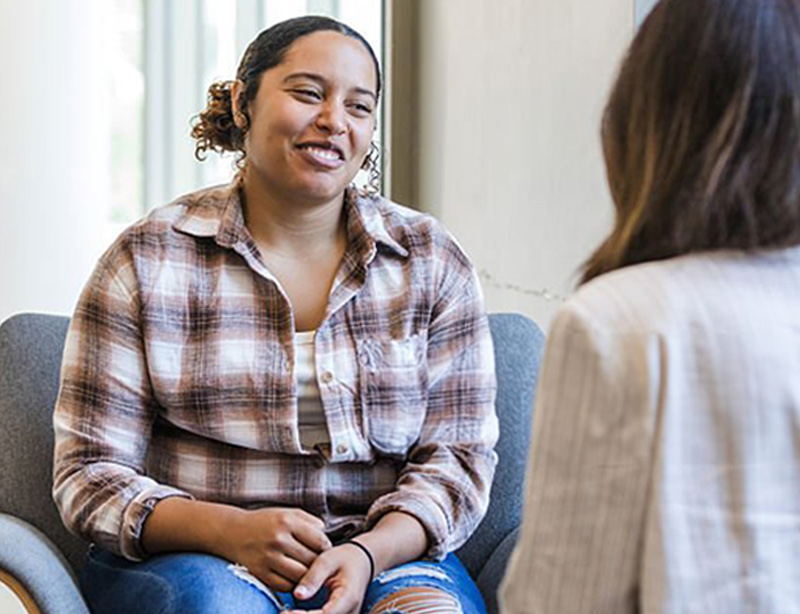 Case manager meeting with a client